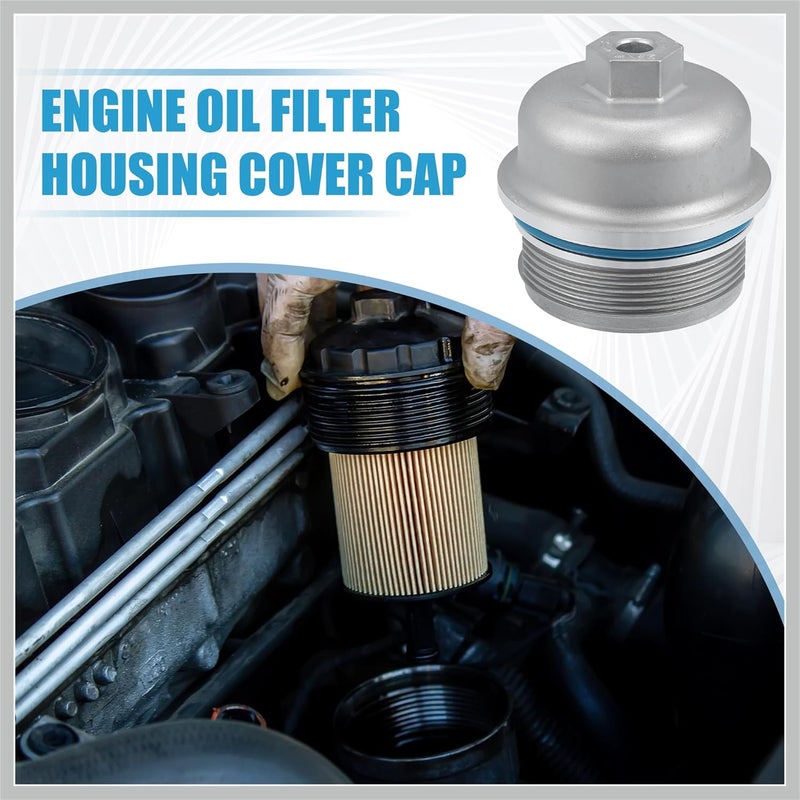 RATCHROLL Engine Oil Filter Housing Cover Cap 12583470 for Chevrolet Camaro 3.6L 2010-2015 Metal Silver Tone Replacement Car Parts - Image 2